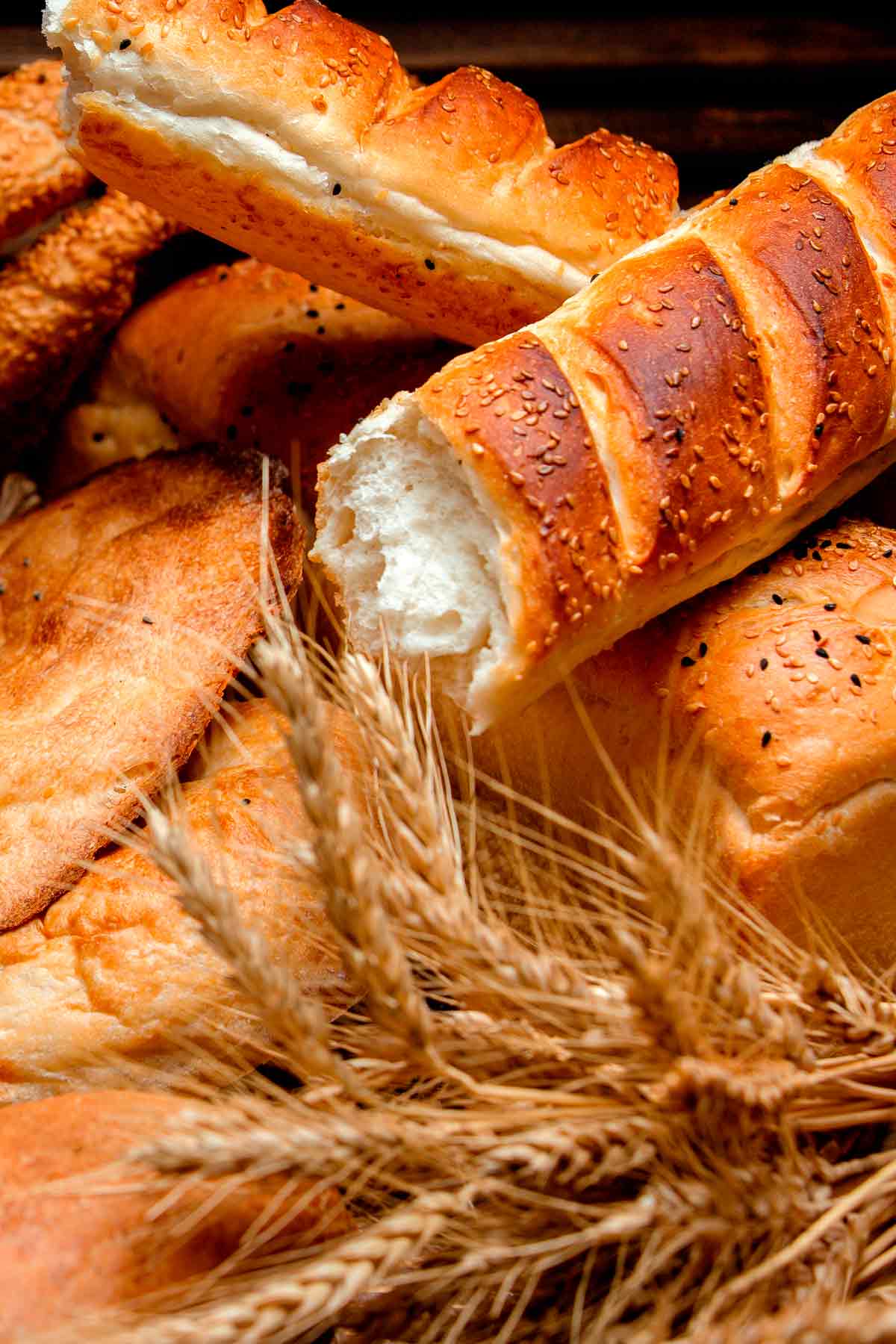 Various bread on top of each other