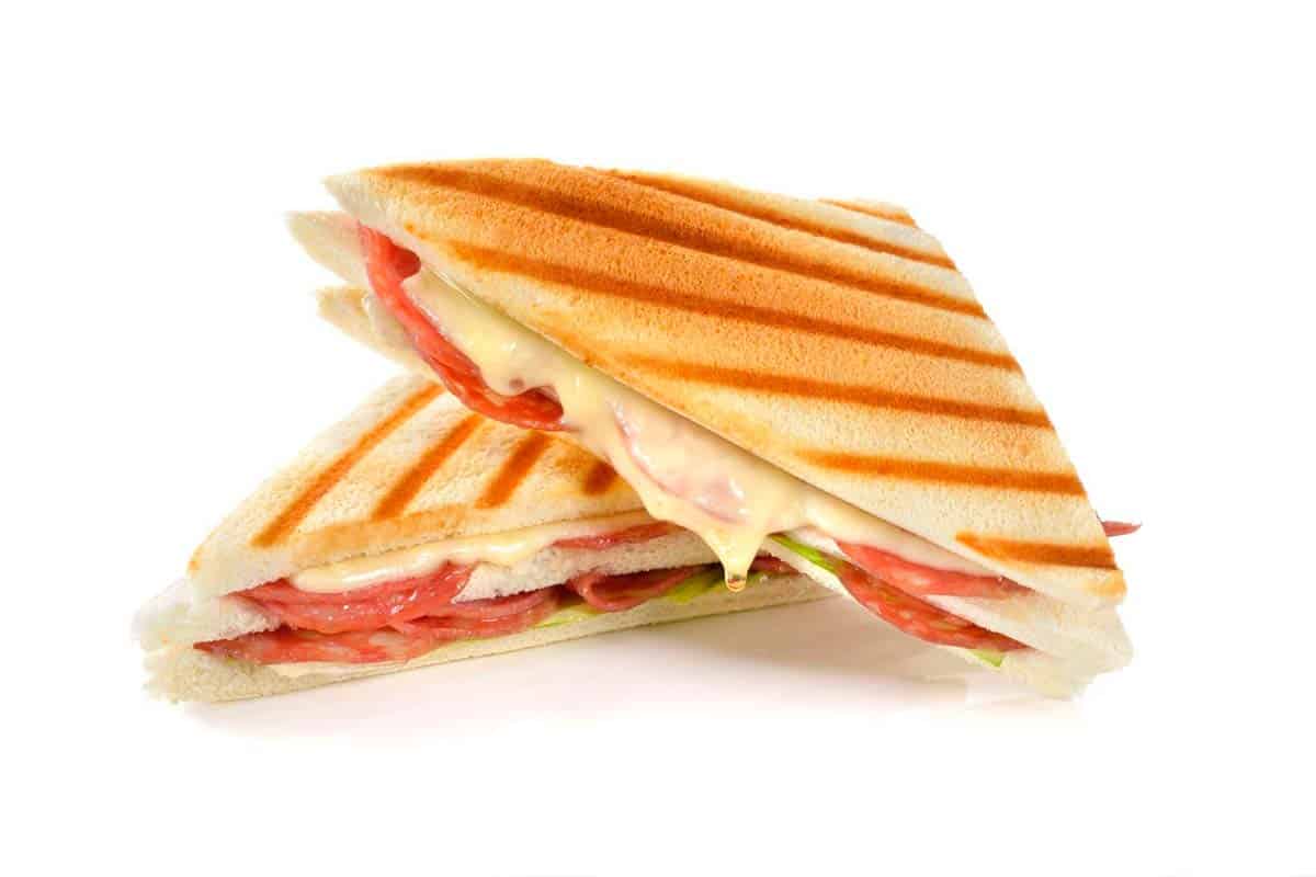 Panini with cheese and salami