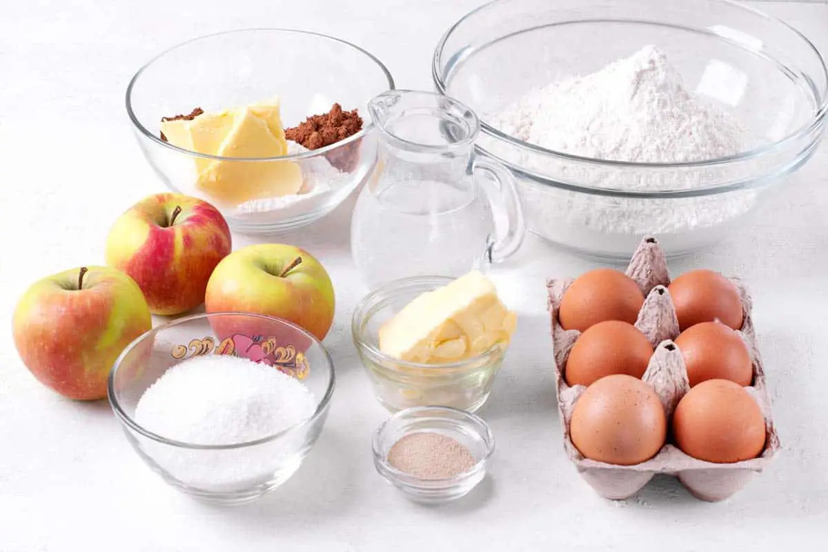 brioche bread ingredients on a white table